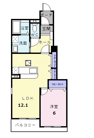 アユム・Ａ 102号室 間取り