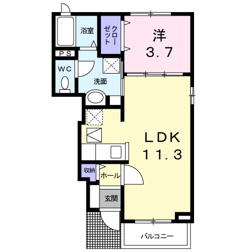 ハピネス 104号室 間取り
