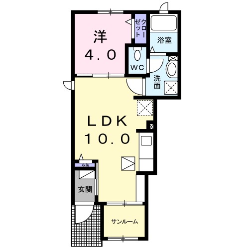 クレオ　Ｂ 102号室 間取り