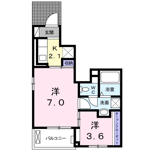 アヴニール 102号室 間取り