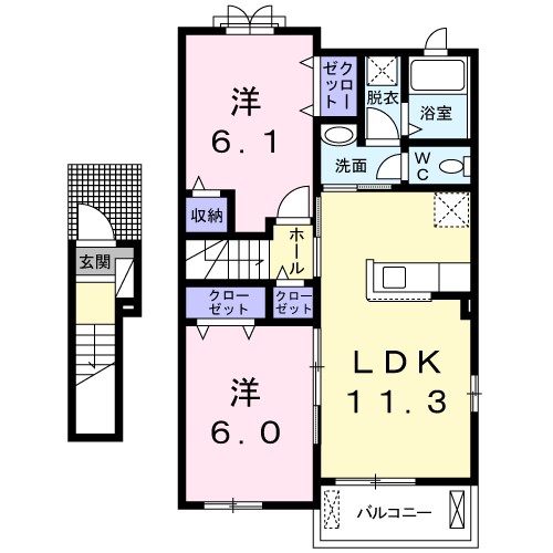 インマイドリームⅡ 201号室 間取り