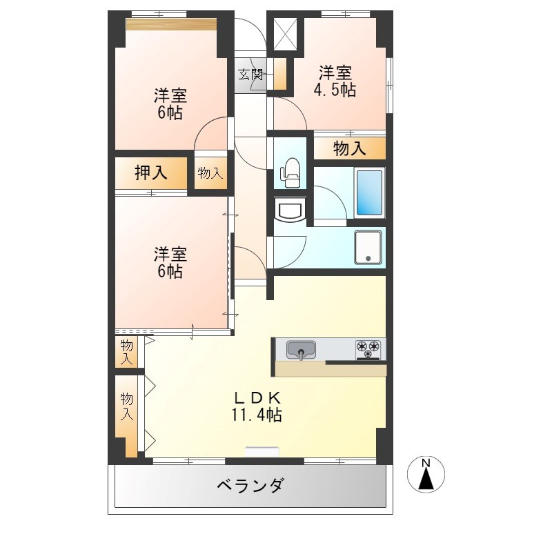 エクセレンス今泉 603号室 間取り
