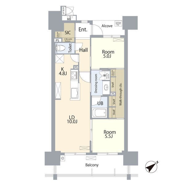 サーパス宇都宮一番町セントマークス  1002号室 間取り
