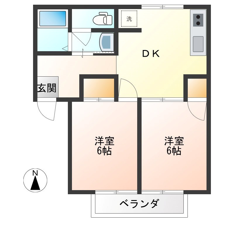 コーポみどり 201号室 間取り