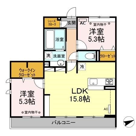 サン・メゾン小山中央 206号室 間取り