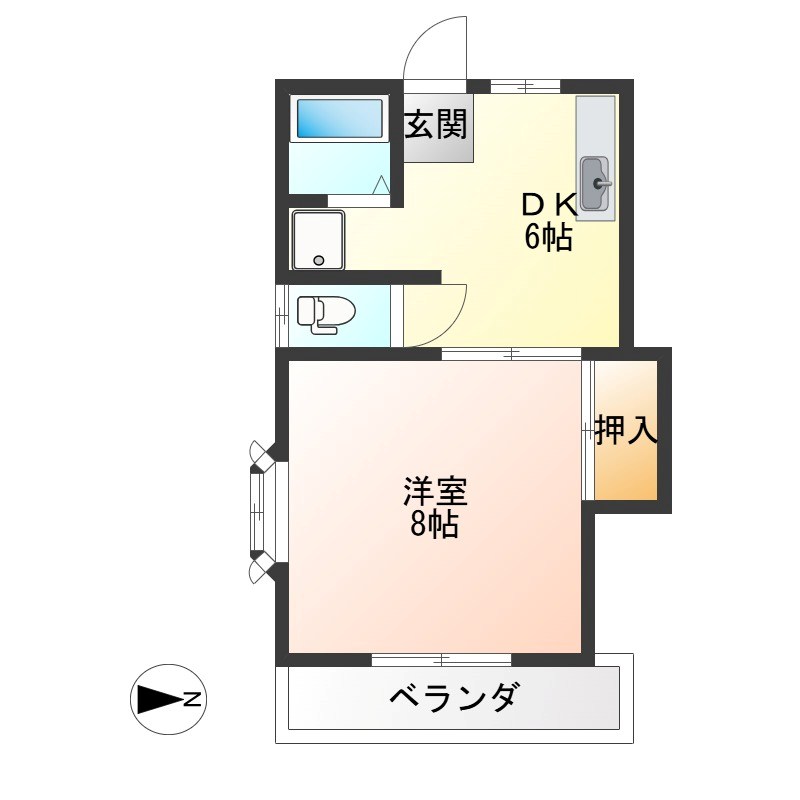 麻田ハイツ　B 102号室 間取り