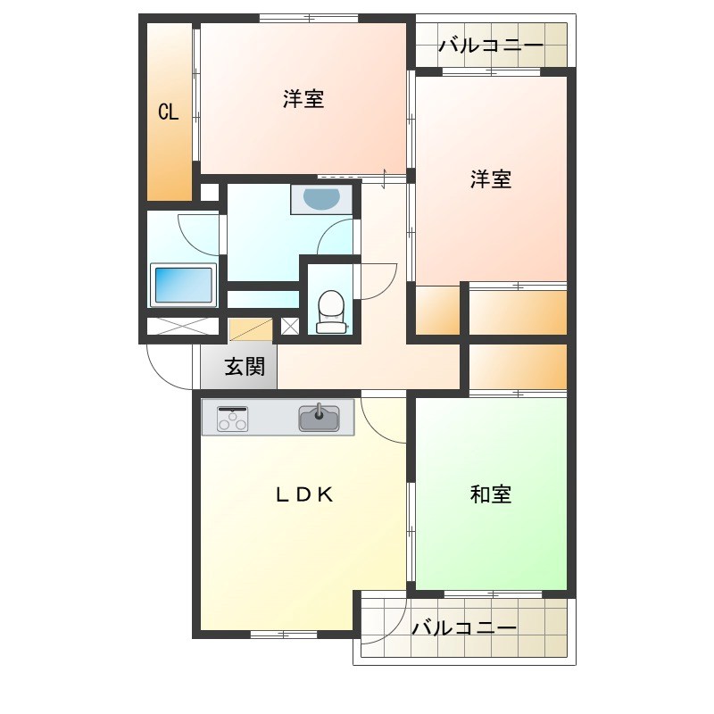 小山駅南ハイツ 303号室 間取り