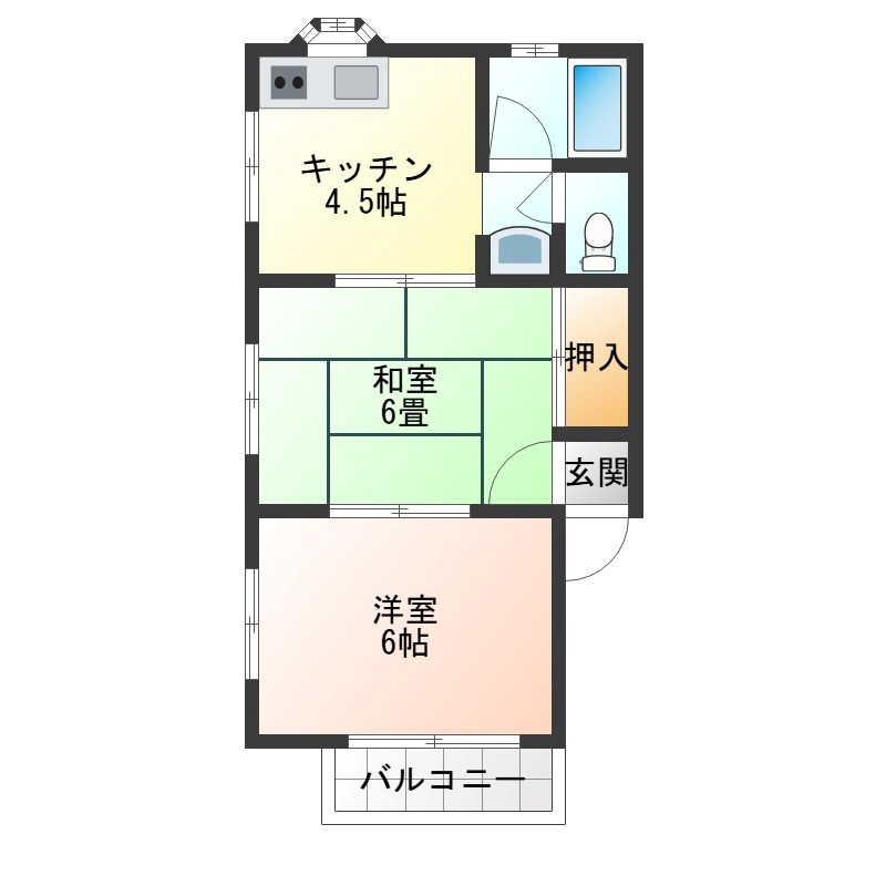 塙イエローハイツ 201号室 間取り