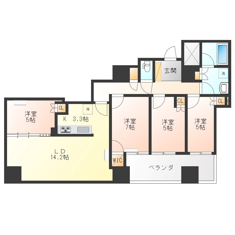 シティタワー宇都宮 1107号室 間取り