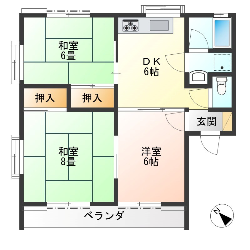 イイダハイツ 102号室 間取り