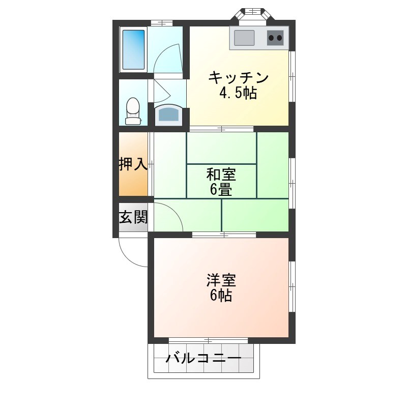 塙イエローハイツ 102号室 間取り