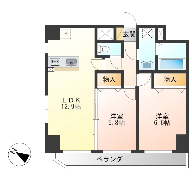 クラティオ 401号室 間取り