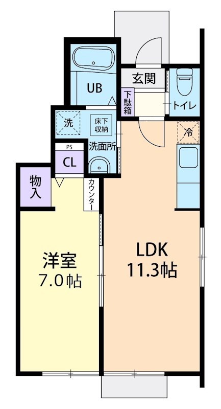 7/15(仮称)鹿沼市上殿町1LDK  101号室 間取り