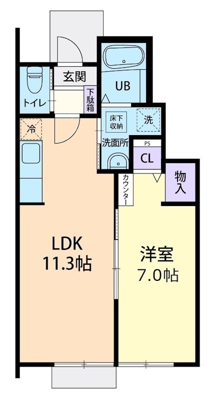 7/15(仮称)鹿沼市上殿町1LDK  105号室 間取り