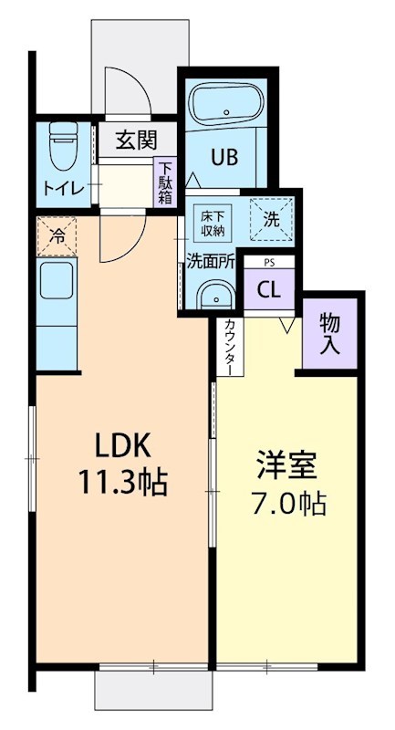 7/15(仮称)鹿沼市上殿町1LDK  106号室 間取り