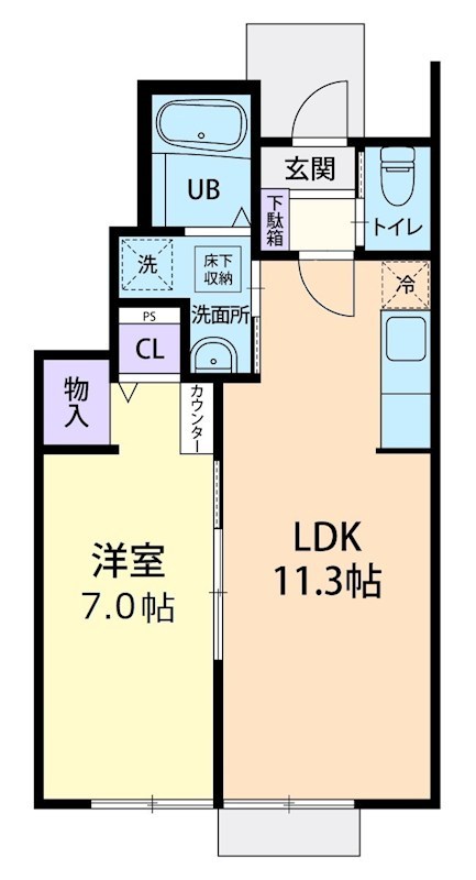 7/15(仮称)鹿沼市上殿町1LDK 103号室 間取り