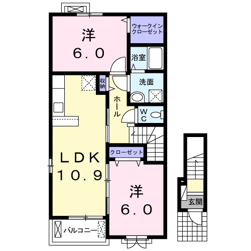 シャンドフルールⅢ 201号室 間取り
