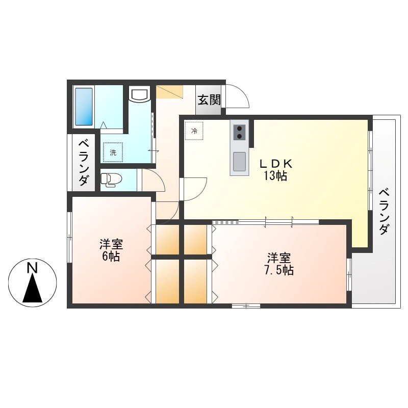 インクリースアビス 201号室 間取り