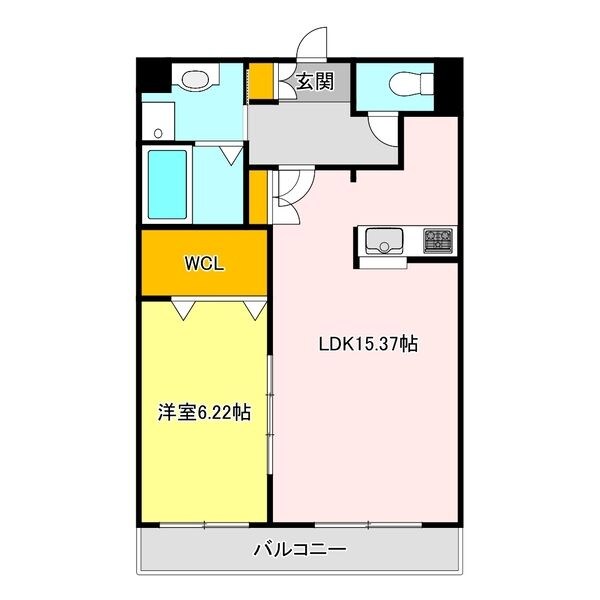 エソール中今泉 703号室 間取り
