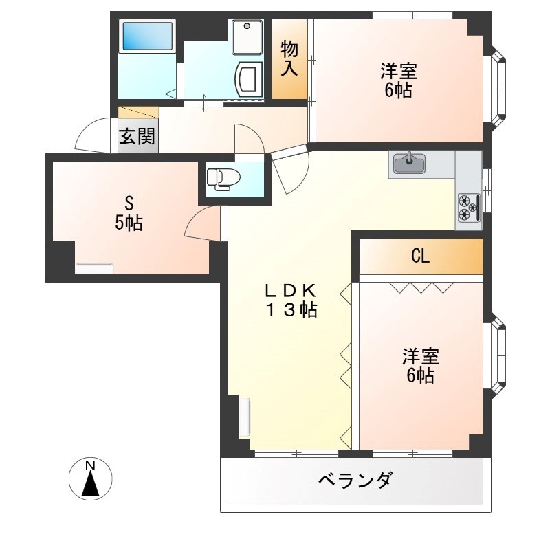 アルファーレジデンス簗瀬 601号室 間取り