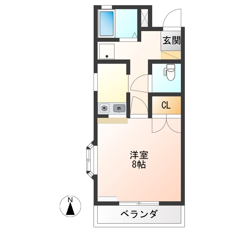 サニーサイド 203号室 間取り