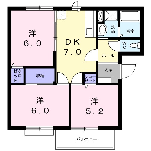 メゾンドソレイユＢ 201号室 間取り