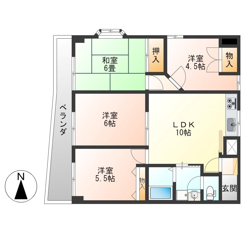 プレステージ簗瀬 406号室 間取り