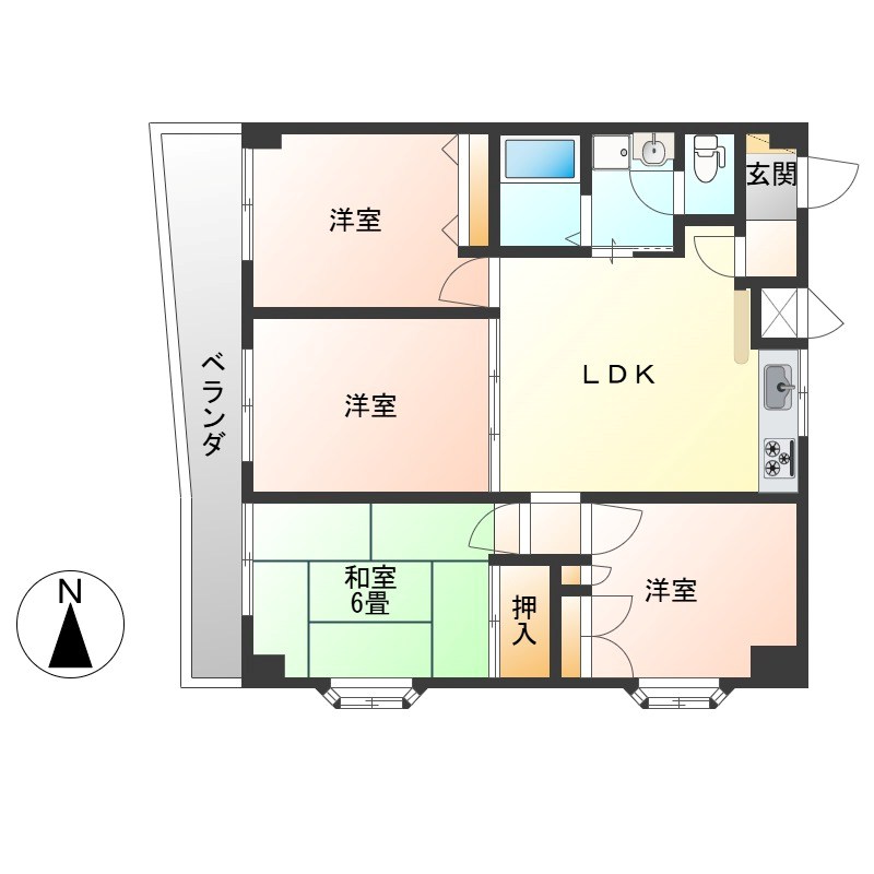 プレステージ簗瀬 505号室 間取り