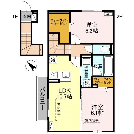 グランフルール 205号室 間取り