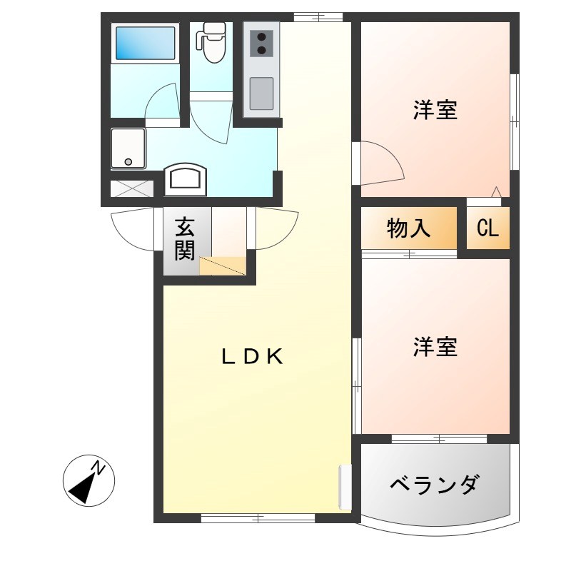 オレンジ館 102号室 間取り