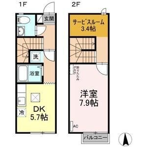 リースランド野高谷　E 108号室 間取り