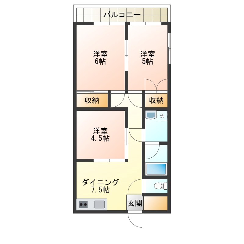 フォースサイド古河Ⅱ 103号室 間取り