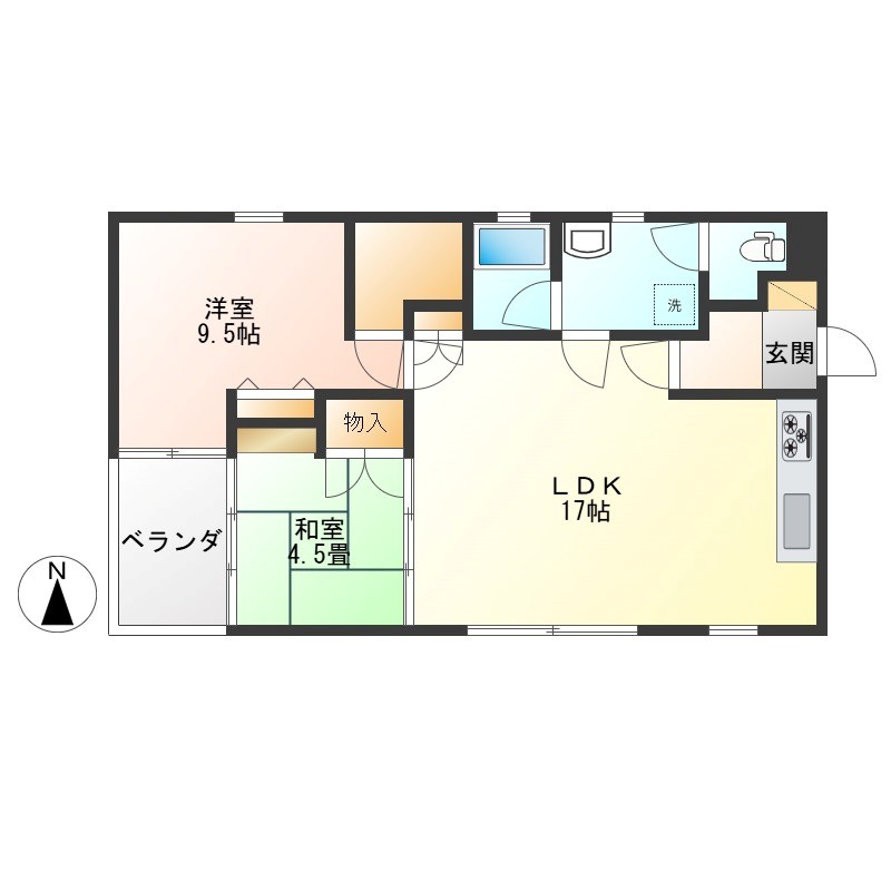 K bidg. 401号室 間取り