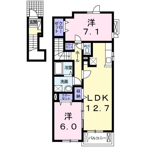 シェーヌⅢ 201号室 間取り