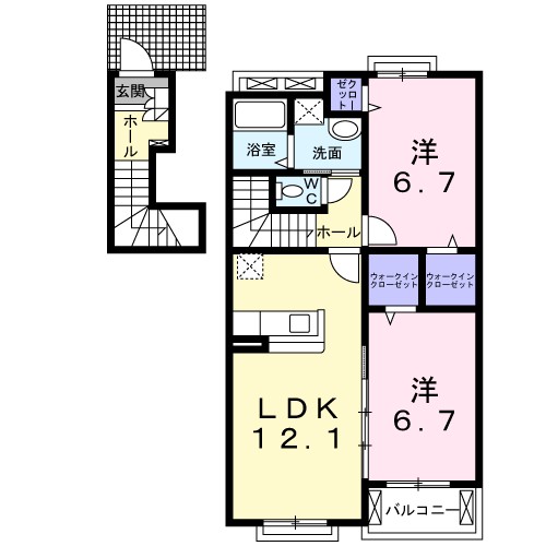 プリマヴェーラＢ 202号室 間取り