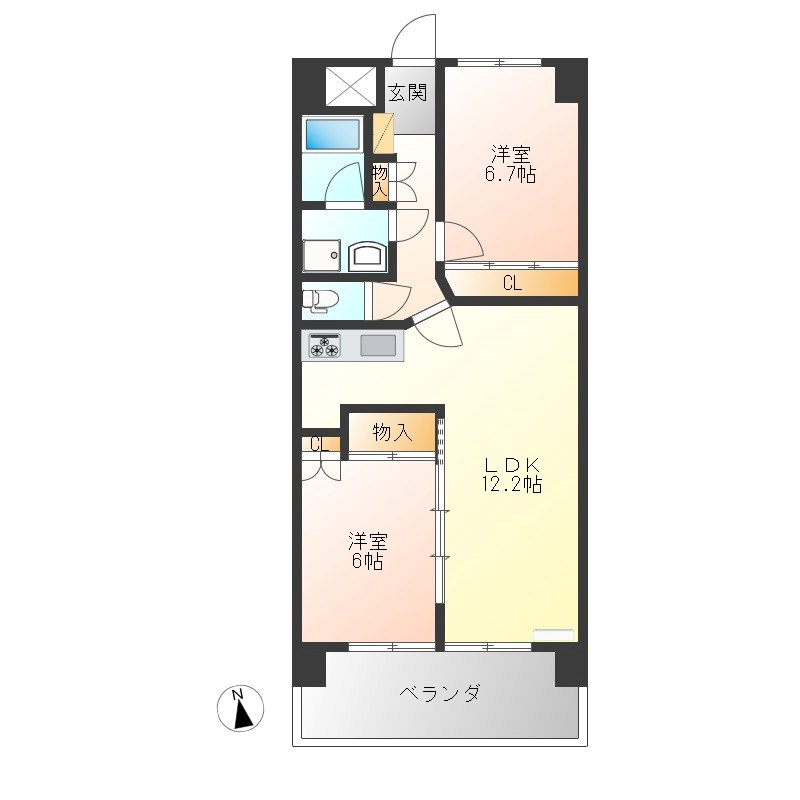 クロワサンス 705号室 間取り