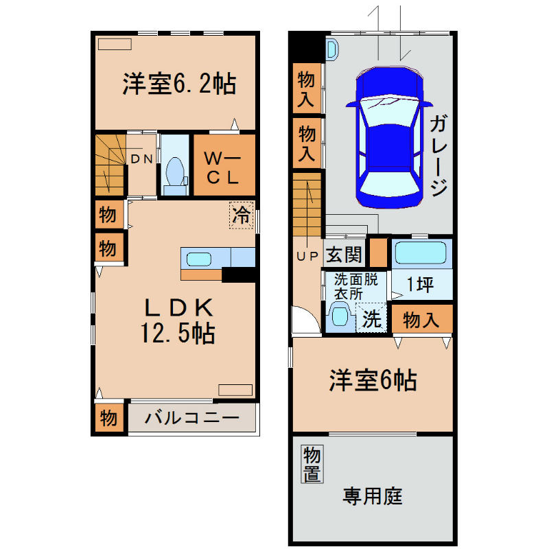 雷電山 Ｅ-1号室 間取り