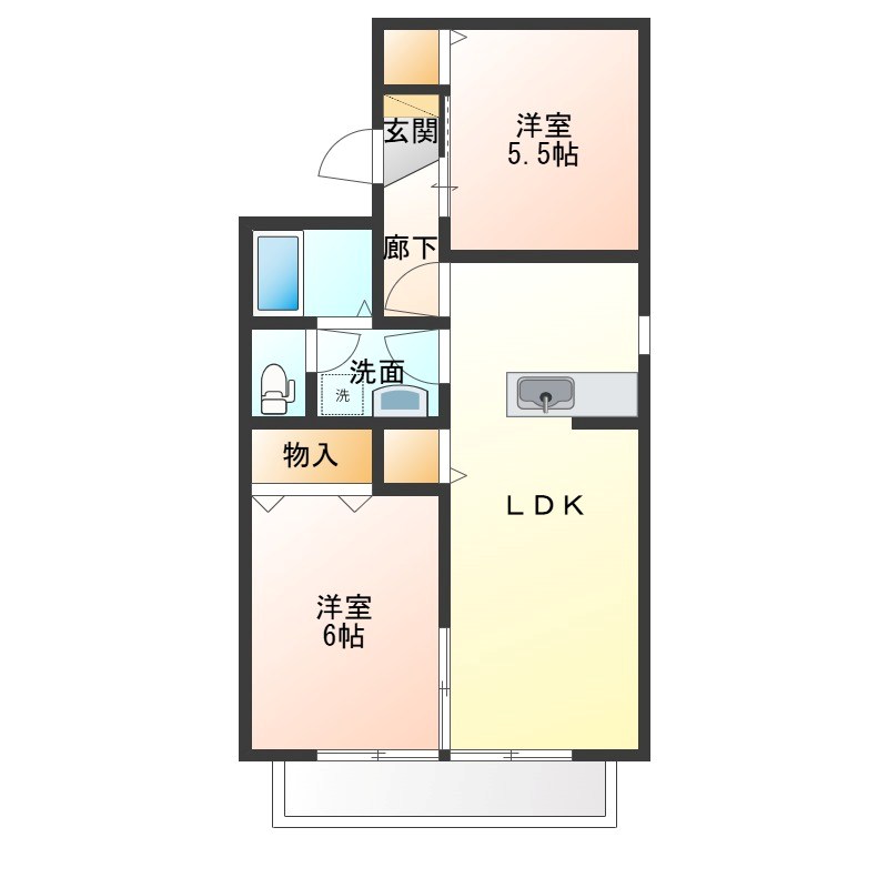 クラフト二番館 101号室 間取り