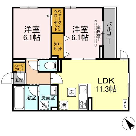 D Paina鴨居Ⅱ 間取り