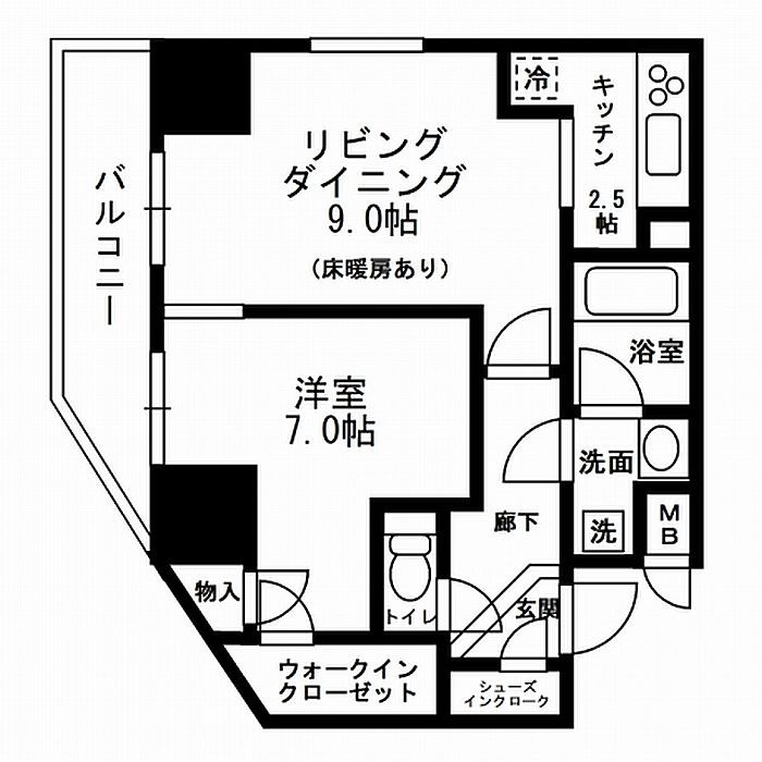 レジディア町屋 703号室 間取り