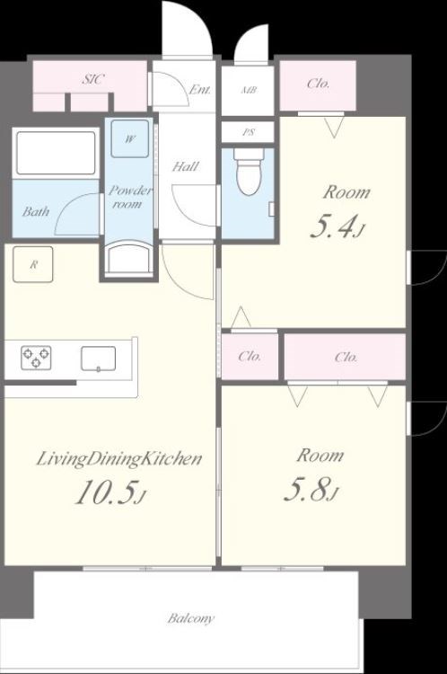 グランレーヴ東尾久  1104号室 間取り