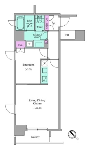 レジディア月島Ⅱ 間取り図