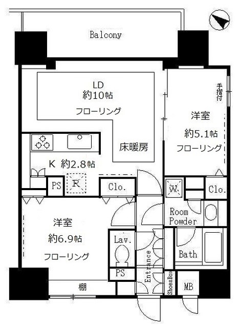 サンクレール荒川ブランガーデン  907号室 間取り