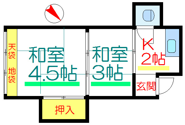 大内荘  202号室 間取り