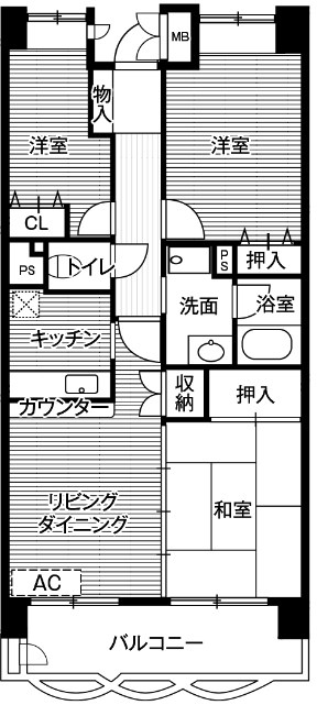 ビレッジハウス潮見タワー１号棟  間取り図