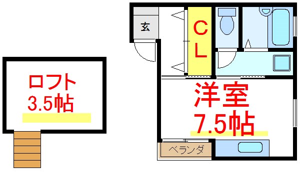 ルフェールK１  102号室 間取り