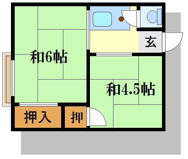 第3日東荘 6号室 間取り