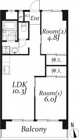 中葛西ハイツ  306号室 間取り
