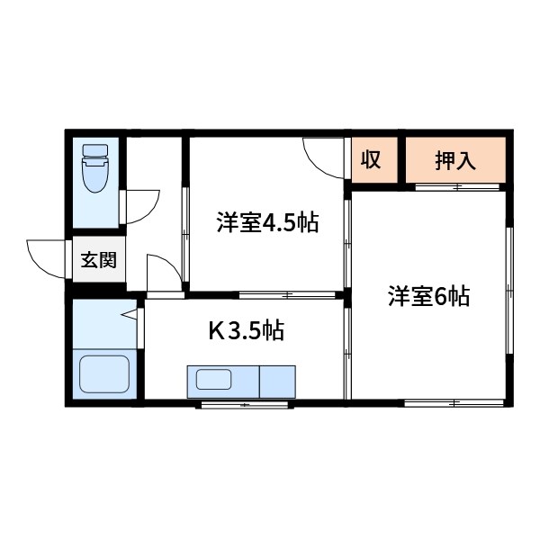 鹿島田荘 202号室 間取り