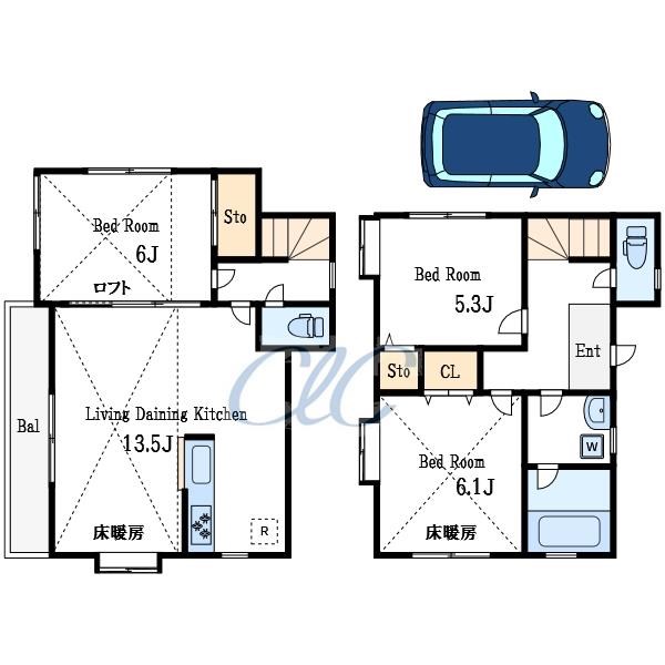 松江２丁目戸建 間取り図